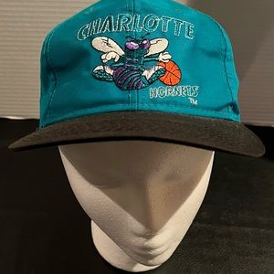 Vintage Charlotte Hornets Snapback Hat 90s Embroidered Basketball